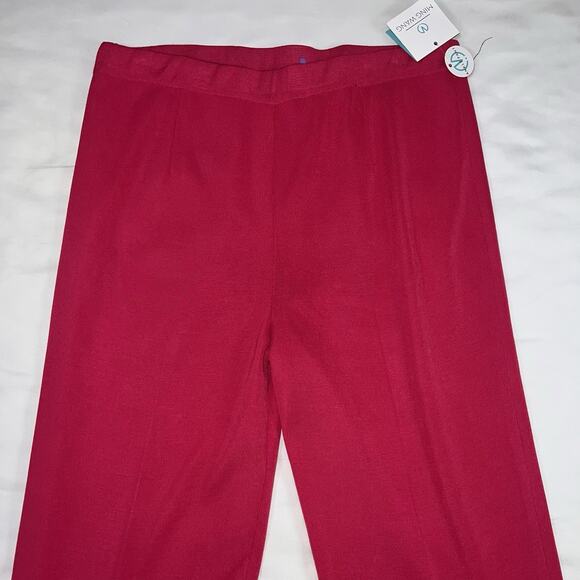 MING WANG Ankle Pants Size M Bright Pink Acrylic Blend Knit Pull On NEW NWT $175 - Picture 2 of 14